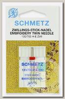 Иглы для бытовых швейных машин Schmetz для вышивки двойные 130/705H-E ZWI №75/3.0, уп.1 игла