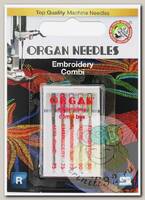 Иглы для бытовых швейных машин ORGAN вышивальные COMBI для БШМ (Джинсовые/Универсальные/Стрейч) уп.5 игл
