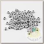 Бусины цифры черно-белые арт. M4H-B012 уп.500г