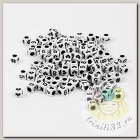 Бусины цифры черно-белые арт. M4H-B012 уп.500г