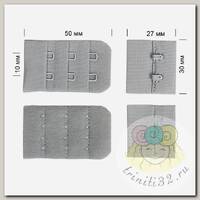 Застежка с крючками 3х2 для бюстгальтера TBY.3S329 3см цв.S329 серебристо-серый уп.100шт