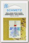 Иглы для бытовых швейных машин Schmetz для вышивки двойные 130/705H-E ZWI №75/2.0, уп.1 игла