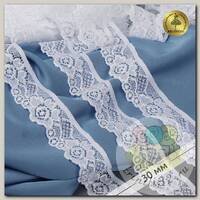 Кружево-стрейч KRUZHEVO арт.TBY.L839 шир.30мм цв.01 белый уп.50м
