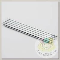 10101 Knit Pro Спицы чулочные для вязания Nova Metal 2мм/15см, никелированная латунь, серебристый, 5шт