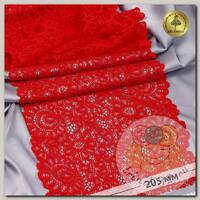 Кружево-стрейч KRUZHEVO арт.TBY.YSTL00839 шир.205мм цв.100 красный уп.25м