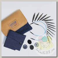 20645 Knit Pro Набор съемных укороченных спиц для вязания Denim Indigo Wood Mini (7 видов спиц в наборе)