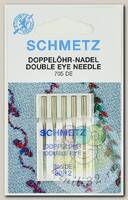 Иглы для бытовых швейных машин Schmetz с двумя ушками для декоративных работ 130/705H №80 уп.5 игл