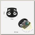 Фиксатор для шнура металл TBY OR.0305-5353 (16х18 мм, отв.6мм) цв.черная резина уп.100шт