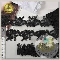 Кружево гипюр KRUZHEVO арт.TBY SD2263-10 шир.45мм цв.черный уп.6,86м
