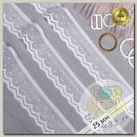 Кружево-стрейч KRUZHEVO арт.TBY.8028 шир.25мм цв.01 белый уп.5м