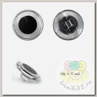 Пуговицы пластик TBY.B304 цв.05 черный/серебро 18L на ножке 50шт