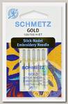 Иглы для бытовых швейных машин Schmetz для вышивки Gold, титаниум 130/705H-ET №75, уп.5 игл
