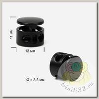 Фиксатор для шнура металл TBY OR.0305-5356 (11х12мм, 2отв.3,5мм) цв.мат.черный уп.100шт