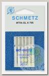 Иглы для бытовых швейных машин Schmetz для плоскошовных машин, хромированные CF ELx705 №90, уп.5 игл
