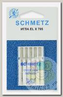Иглы для бытовых швейных машин Schmetz для плоскошовных машин, хромированные CF ELx705 №90, уп.5 игл