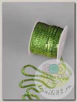 Пайетки на нитях 6мм Laser Bright арт.TBY-FLKU06-LB цв.50105 св.зеленый уп.73.12м