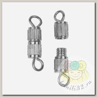 Замок винтовой MAGIC 4 HOBBY для бус  арт.MH.11192-2 цв.серебро 14х4мм уп.50шт