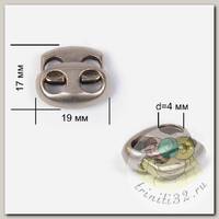 Фиксатор для шнура металл TBY OR.0305-5353 (17х19мм, отв.4мм) цв. мат.никель уп. 100шт